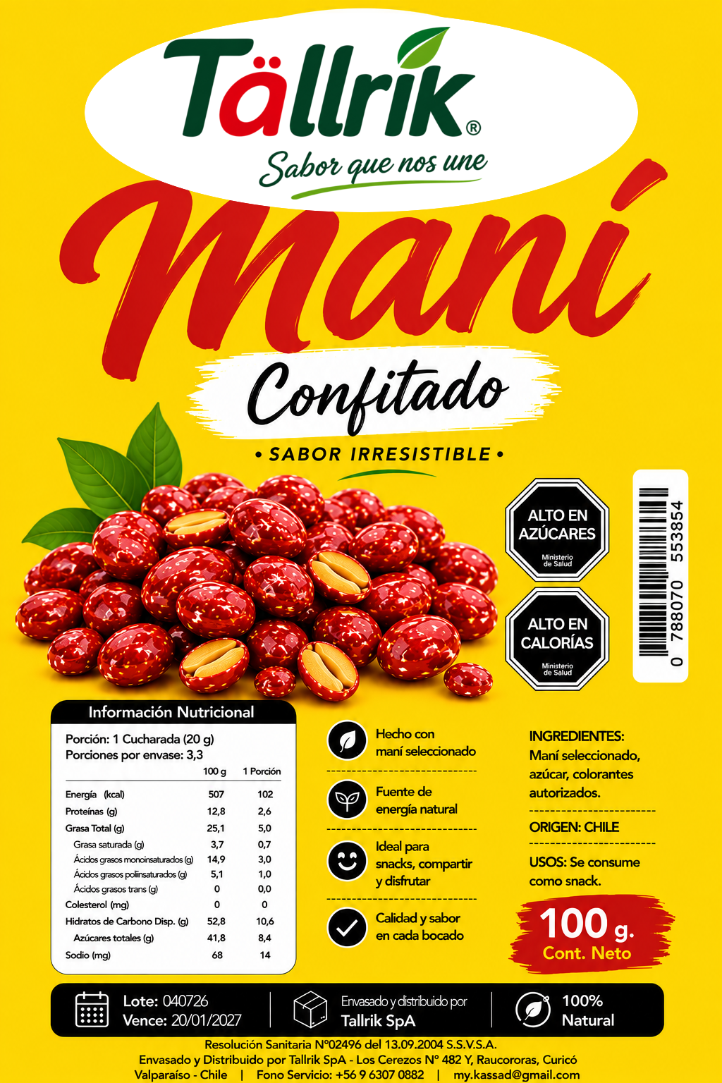 Etiqueta de Maní confitado Tallrik